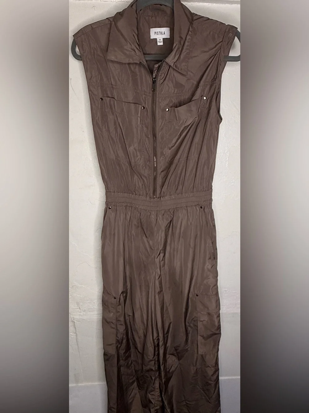 pistola Becca Sleeveless Utility Jumpsuit in Taupe Anthropologie Size XS